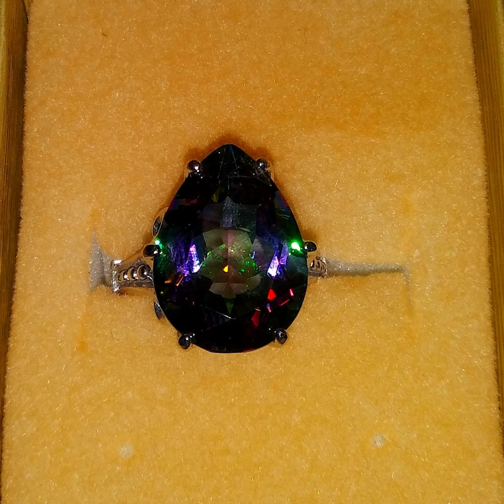 Rainbow topaz ring size 8